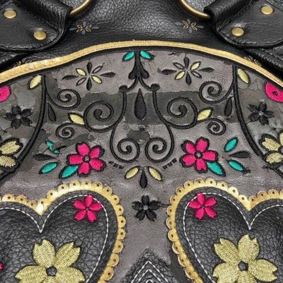 Loungefly Sugar Skull Shoulder Bag Day Of Dead Embroidered Faux Leather Rare GUC - Picture 13 of 15